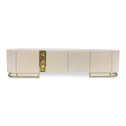 LFR-LSBN081-140 Media Cabinet Silken Matte Cream Lisbon Collection By Michael Amini