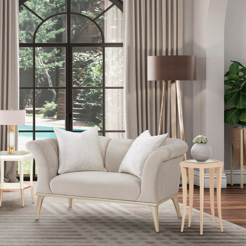 Chair 1/2 Porcini Medium Champagne Yvette Collection By Michael Amini LRU-YVTE838-PCI-136
