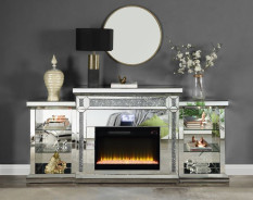 AC00518 Noralie Collection Mirrored & Faux Diamonds. LED  Fireplace By Acme Furniture