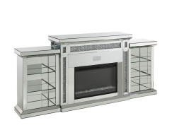 AC00518 Noralie Collection Mirrored & Faux Diamonds. LED  Fireplace By Acme Furniture