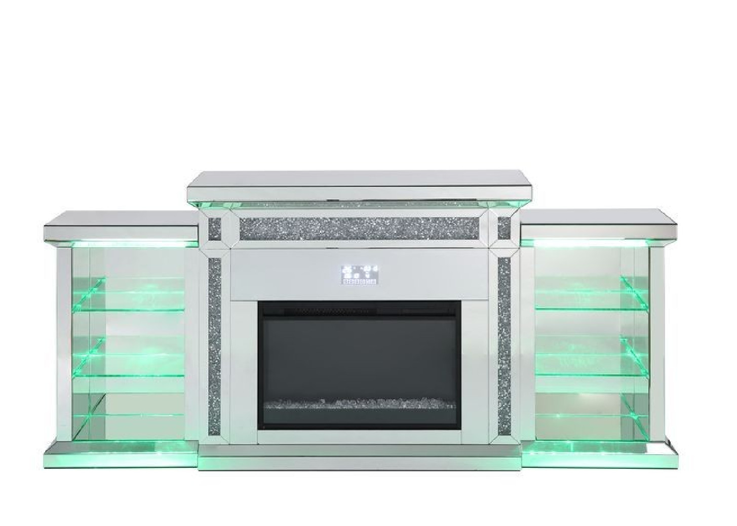 AC00518 Noralie Collection Mirrored & Faux Diamonds. LED  Fireplace By Acme Furniture