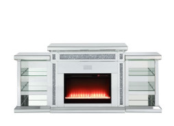 AC00518 Noralie Collection Mirrored & Faux Diamonds. LED  Fireplace By Acme Furniture