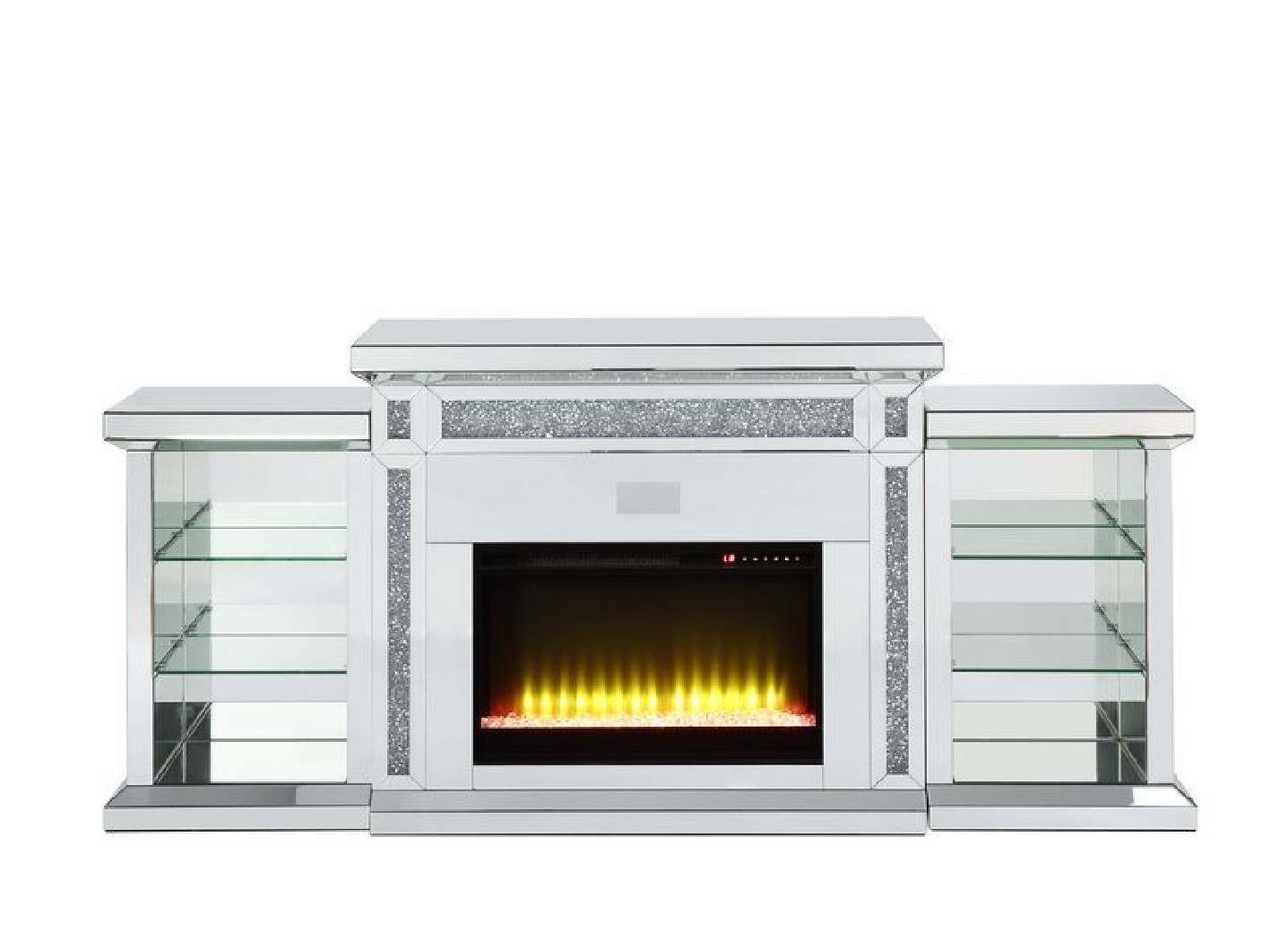 AC00518 Noralie Collection Mirrored & Faux Diamonds. LED  Fireplace By Acme Furniture