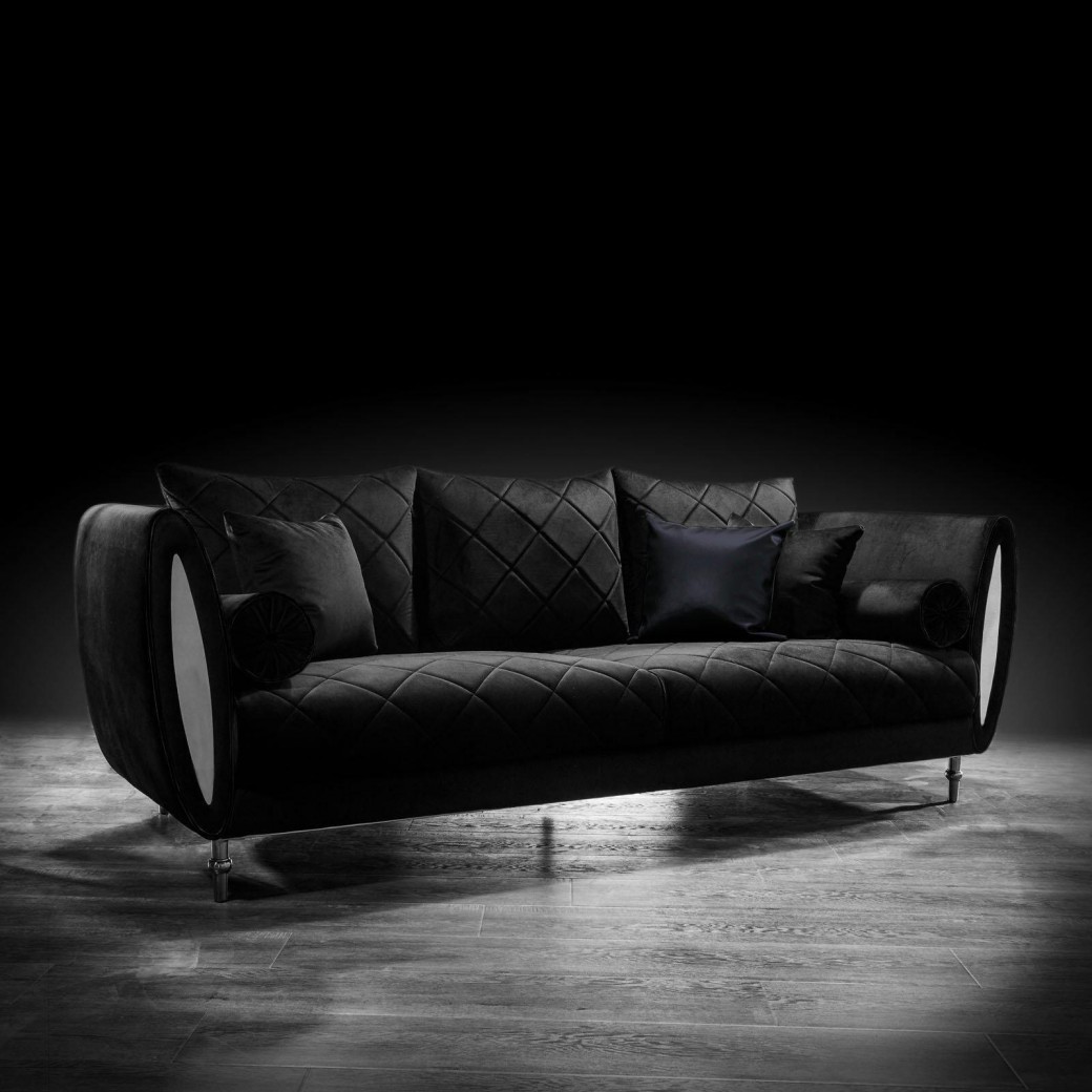 Cerchio Silver Sofa Set Black 2 Pc Sofa Set By Roberto Grassie