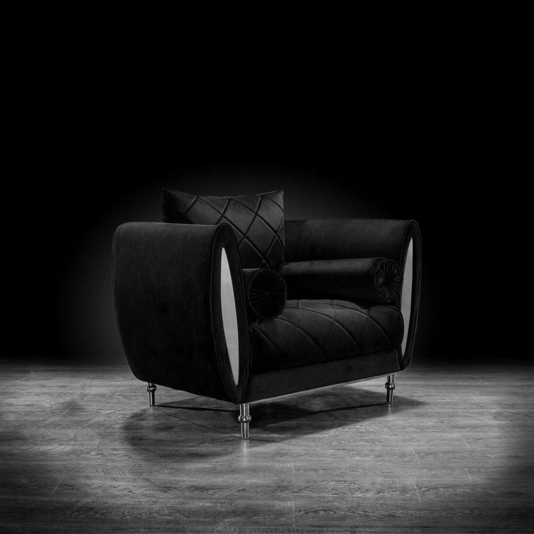 Cerchio Silver Sofa Set Black 2 Pc Sofa Set By Roberto Grassie