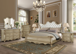 Monique 5Pc Queen Bedroom Set Champagne Finish By New Classic Furniture