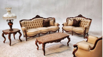 680A Italian Velvet Sofa & Loveseat- French Provincial Style Living Room By Polrey International Furnishing