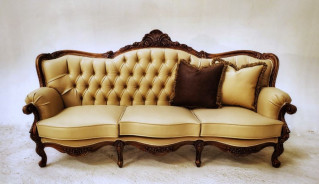 680A Italian Velvet Sofa & Loveseat- French Provincial Style Living Room By Polrey International Furnishing