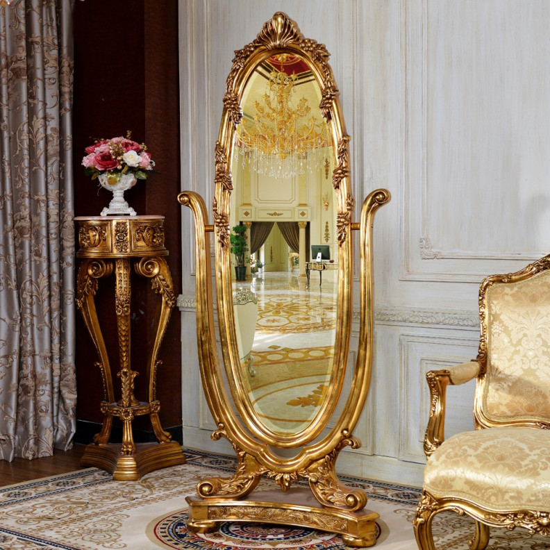 FON31 Luxury Oval Gold Cheval Mirror By Infinity Furniture Import