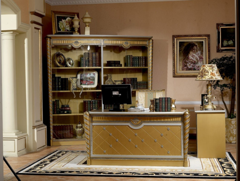 E16 Italian Luxury Gold Executive Desk | Infinity Furniture Import