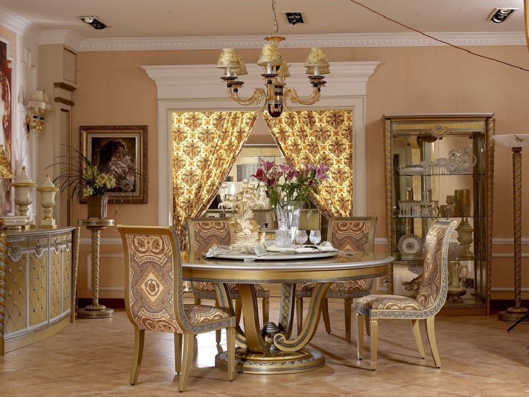 E16 talian Luxury 5Pc Gold Dining Table Set by Infinity Furniture Import