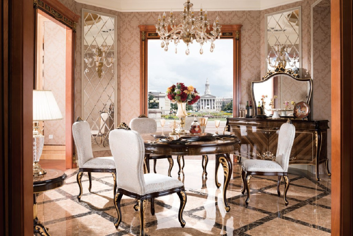 E70 Italian Luxury 5Pc Round Dining Table Set by Infinity Furniture Import