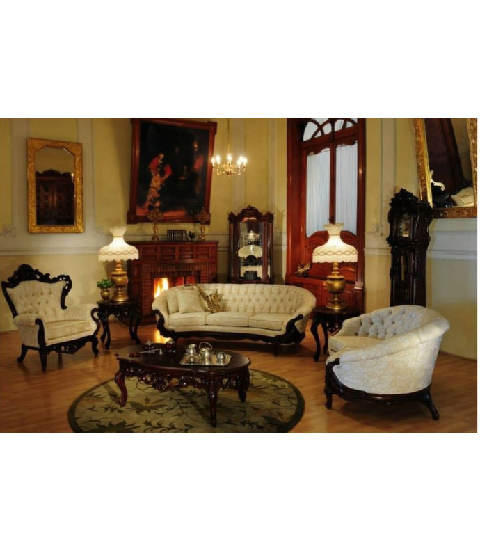 644A  Italian Velvet Sofa- French Provincial Style Living Room By Polrey International Furnishing