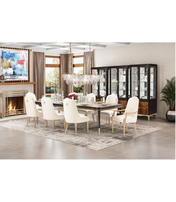 4 Leg Rectangular Dining Table Malibu Crest Crotch Mahogany Collection By Michael Amini.N9008000-410 4