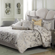 Assisi 9pc Queen Comforter Set Platinum By Michael Amini BCS-QS09-ASISI-PLT