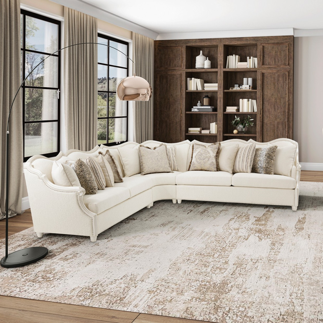 4Pc Sectional Chamberi Classic Pearl Collection by Michael Amini