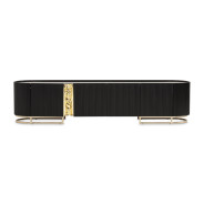 LFR-LSBN081-826 Media Cabinet Silken Matte Black Lisbon Collection By Michael Amini