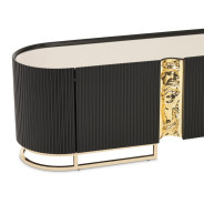 LFR-LSBN081-826 Media Cabinet Silken Matte Black Lisbon Collection By Michael Amini