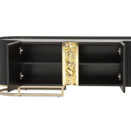 LFR-LSBN081-826 Media Cabinet Silken Matte Black Lisbon Collection By Michael Amini