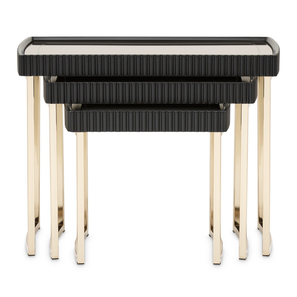 LFR-LSBN224-826 Nesting Tables Silken Matte Black Lisbon Collection By Michael Amini