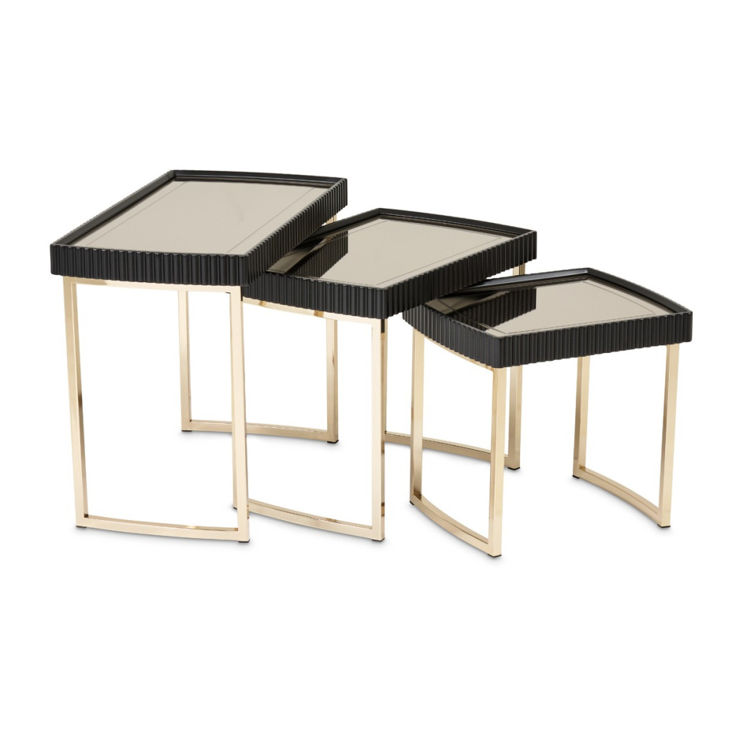 LFR-LSBN224-826 Nesting Tables Silken Matte Black Lisbon Collection By Michael Amini