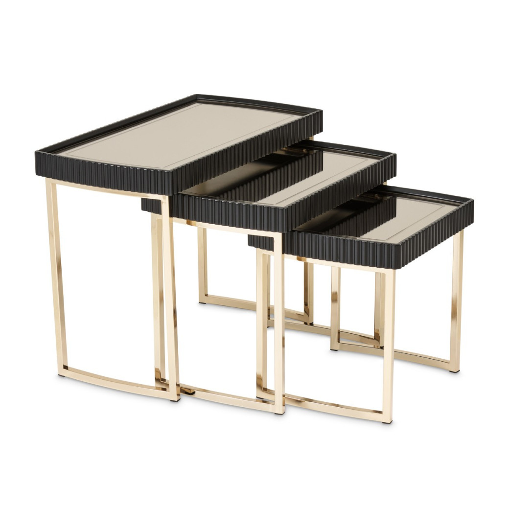 LFR-LSBN224-826 Nesting Tables Silken Matte Black Lisbon Collection By Michael Amini