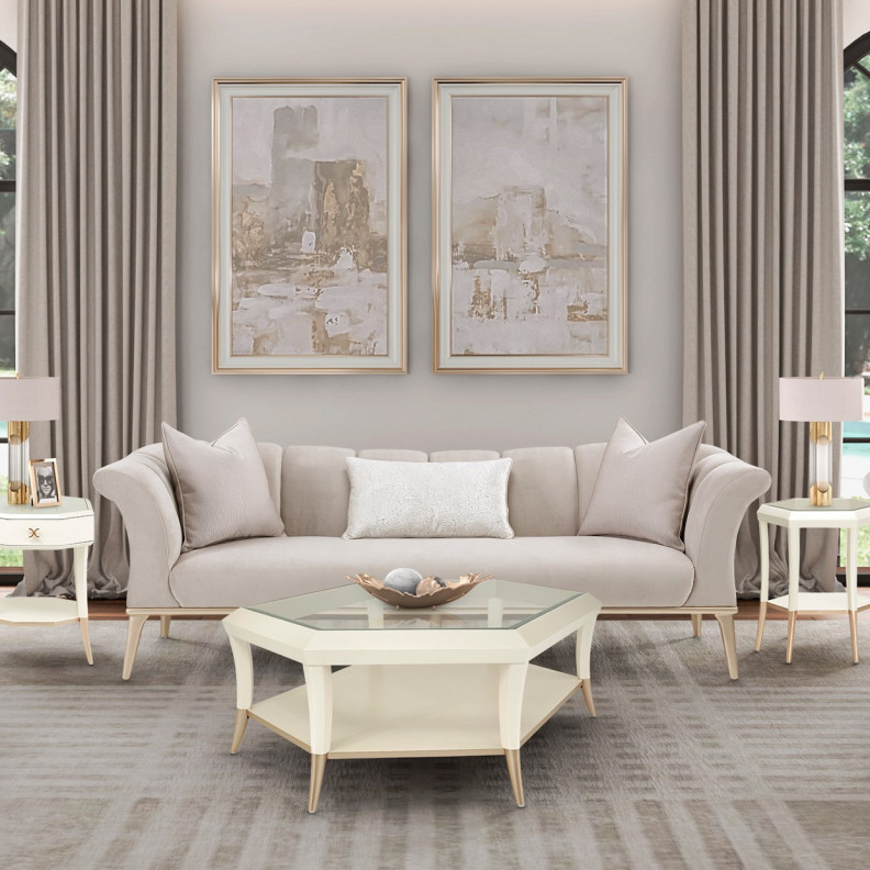 Sofa Porcini Medium Champagne Yvette Collection By Michael Amini LRU-YVTE815-PCI-136