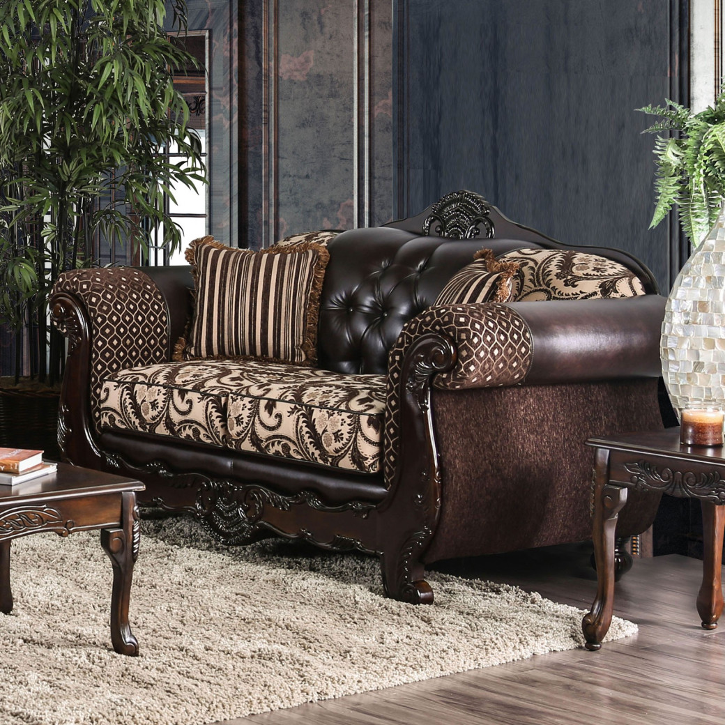 SM6416 Traditional Living Room Light Brown / Dark Brown. Quirino Collection by Furniture of America
