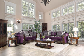 Emilia Purple / Silver Chenille Traditional Living Room American Made