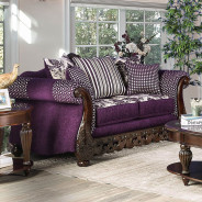 Emilia Purple / Silver Chenille Traditional Living Room American Made