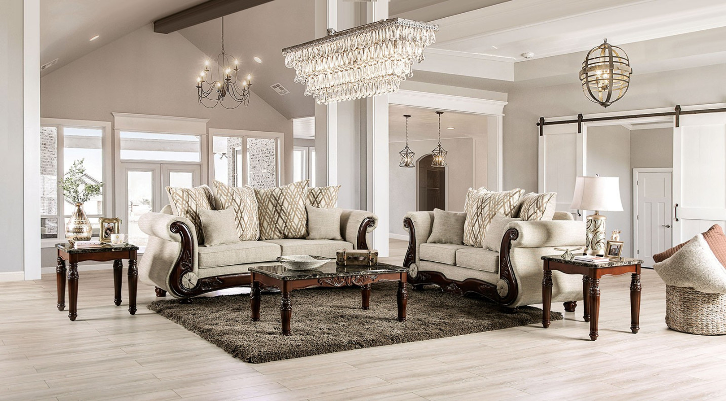 Giardini Brown /Walnut Linen Traditional Living Room American Made