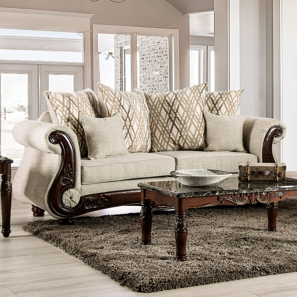 Giardini Brown /Walnut Linen Traditional Living Room American Made