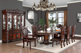 Canyonville Brown Cherry / Dark Brown 7Pc Dining Set Traditional Collection & Style Classical Design.