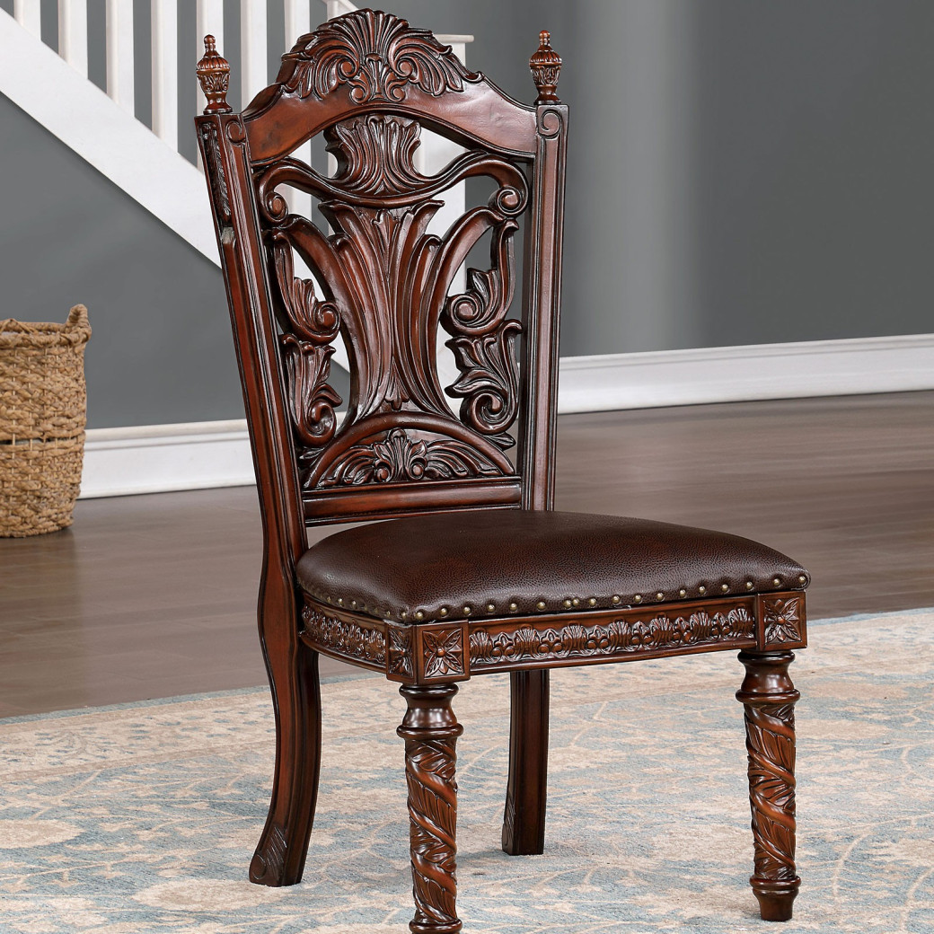 Canyonville Brown Cherry / Dark Brown 7Pc Dining Set Traditional Collection & Style Classical Design.