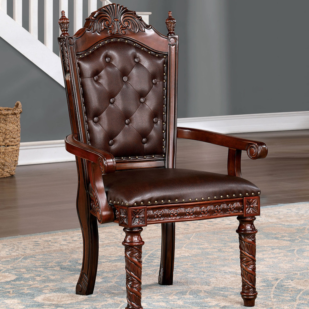 Canyonville Brown Cherry / Dark Brown 7Pc Dining Set Traditional Collection & Style Classical Design.