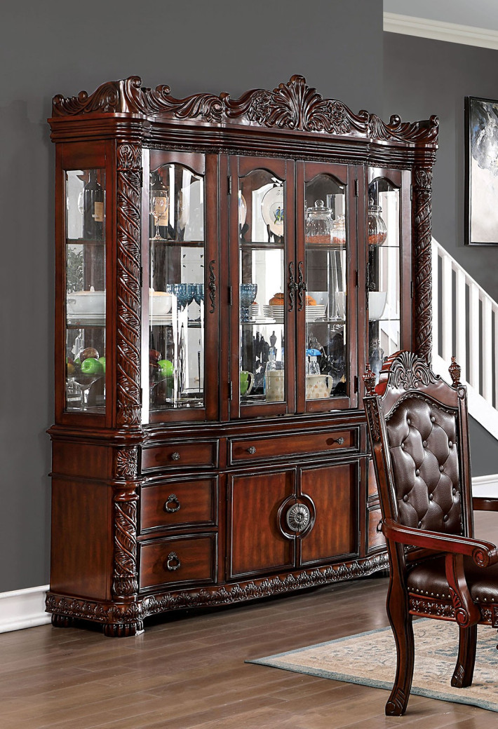 Canyonville Brown Cherry / Dark Brown 7Pc Dining Set Traditional Collection & Style Classical Design.