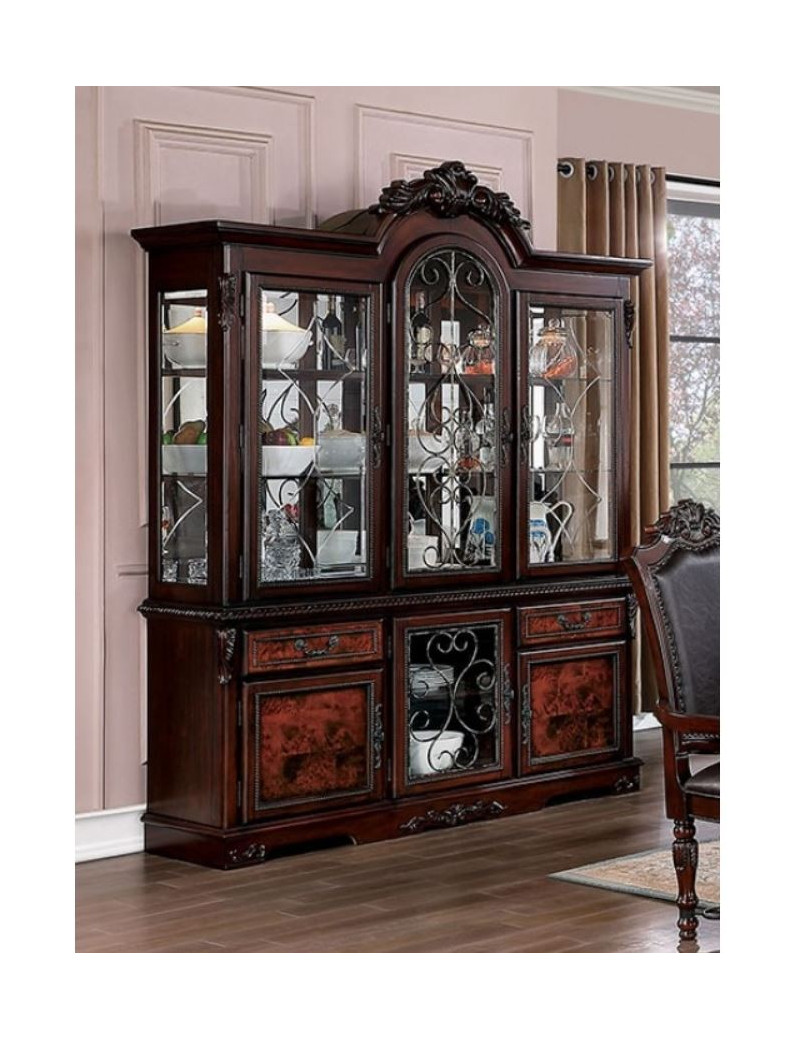 CM3147T 7Pc Dining Set Cherry / Dark Brown Picardy Collection By Furniture of America