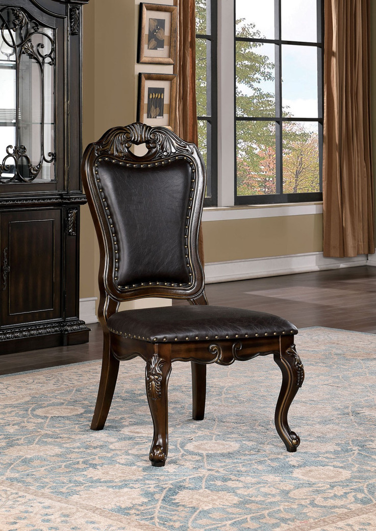 CM3146T  7Pc Dining Set Walnut / Dark Brown Traditional Lombardy Collection by Furniture of America