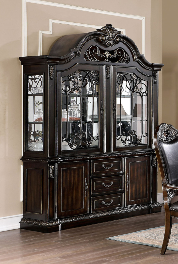 CM3146T  7Pc Dining Set Walnut / Dark Brown Traditional Lombardy Collection by Furniture of America