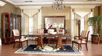 E10  Italian Luxury 7Pc Long Dining Table Set by Infinity Furniture Import