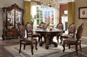 DN01391 5PC PU & Cherry Oak Finish Dining Set Versailles Collection By Acme Furniture