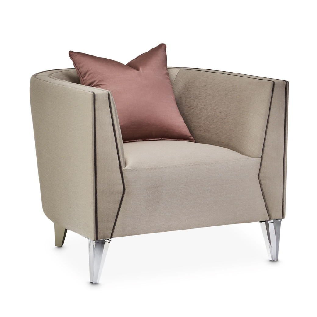 Matching Chair Metallic SilverMist Linea Collection By Michael Amini