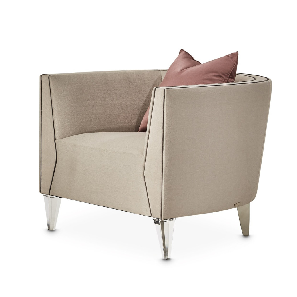 Matching Chair Metallic SilverMist Linea Collection By Michael Amini