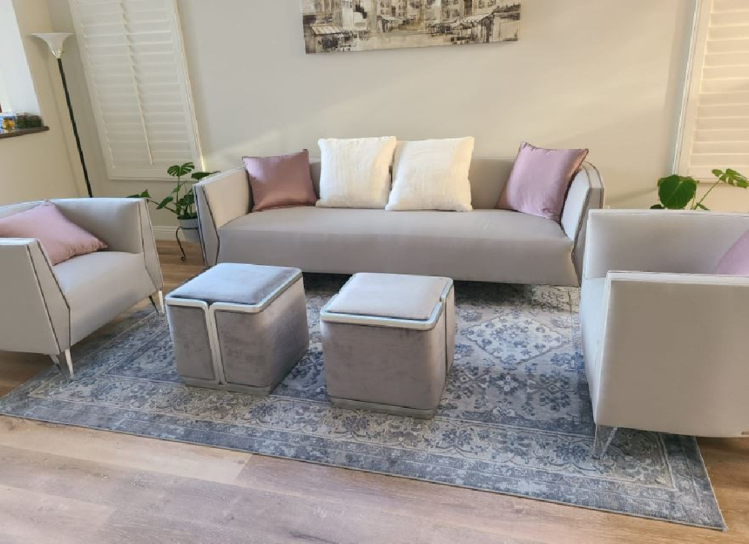 Sofa Linea Collection By Michael Amini Grey Pearl Silver Mist