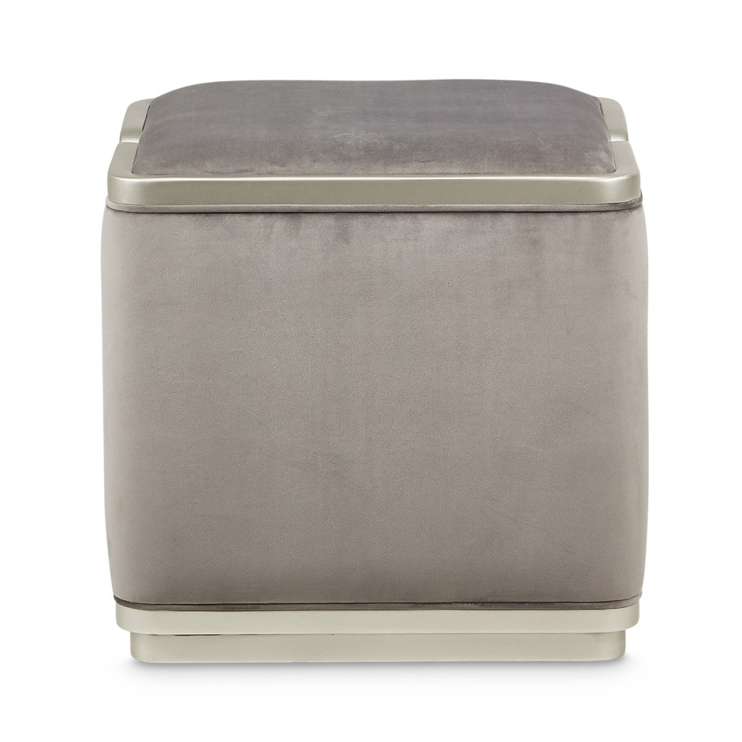 Ottoman Gray Pearl SilverMist Linea Collection By Michael Amini