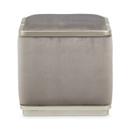 Ottoman Gray Pearl SilverMist Linea Collection By Michael Amini
