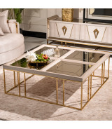 Cocktail Table Shimmer Ivory Carmela Collection By Michael Amini. LFR-CRMA201-141