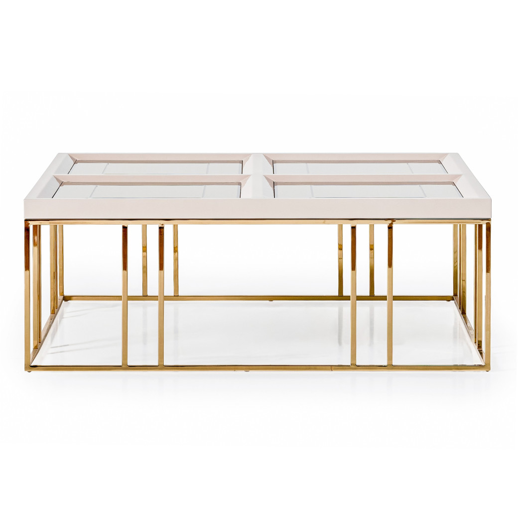 Cocktail Table Shimmer Ivory Carmela Collection By Michael Amini. LFR-CRMA201-141