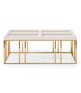 Cocktail Table Shimmer Ivory Carmela Collection By Michael Amini. LFR-CRMA201-141