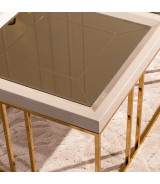 Cocktail Table Shimmer Ivory Carmela Collection By Michael Amini. LFR-CRMA201-141